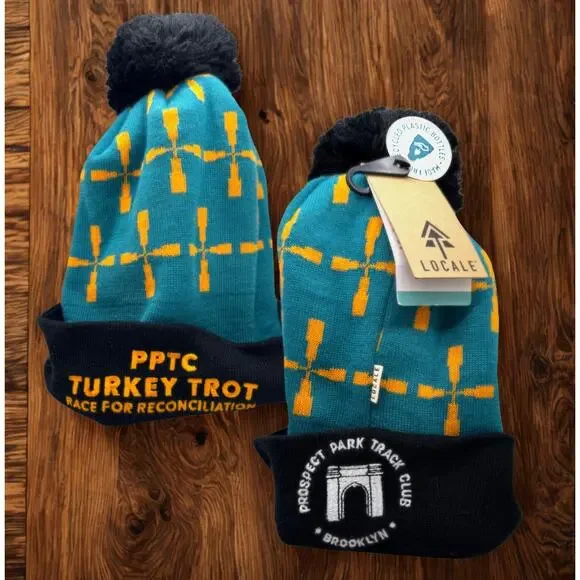 Prospect Park Brooklyn NY Turkey Trot Beanie Hat Locale NYC Rare Winter Pom NWT - Picture 14 of 15